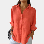 Deborah™ Dames Losvallende Linnen Blouse