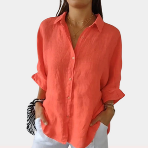 Deborah™ Dames Losvallende Linnen Blouse