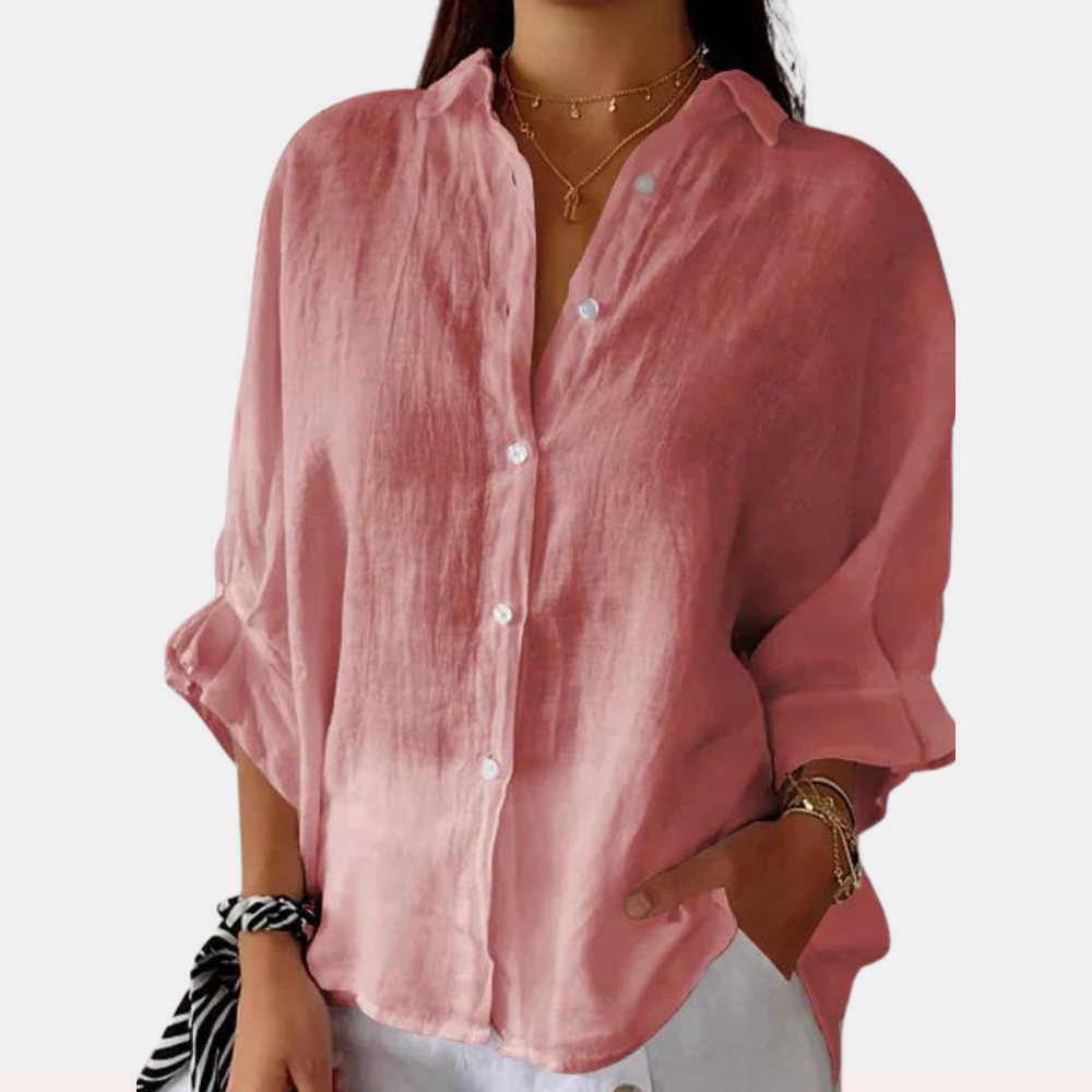 Deborah™ Dames Losvallende Linnen Blouse