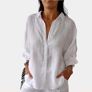 Deborah™ Dames Losvallende Linnen Blouse