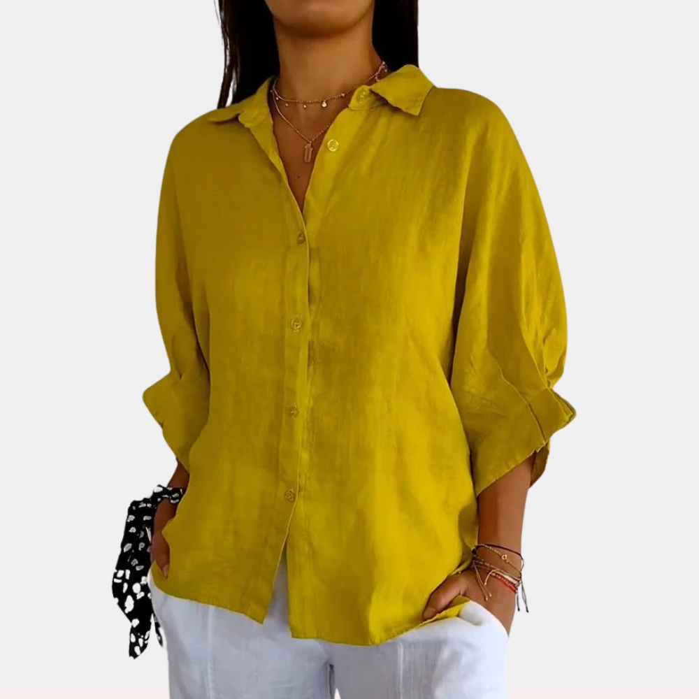 Deborah™ Dames Losvallende Linnen Blouse
