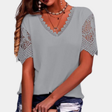 Harriet™ Dames V-Hals Top met Kantmouwen