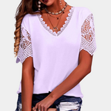 Harriet™ Dames V-Hals Top met Kantmouwen
