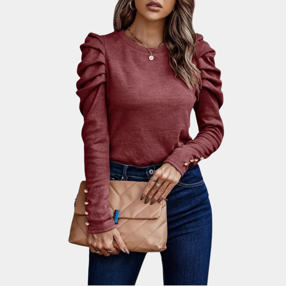 Kim™ Dames Trui met Ruchemouwen