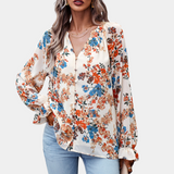 Amber™ Dames Blouse met Bloemenprint en V-Hals
