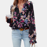 Amber™ Dames Blouse met Bloemenprint en V-Hals