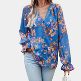 Amber™ Dames Blouse met Bloemenprint en V-Hals