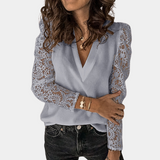 Isla™ Dames Top met Kantmouwen en V-hals