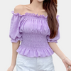 Evelien™ Dames Off-Shoulder Ruches Top