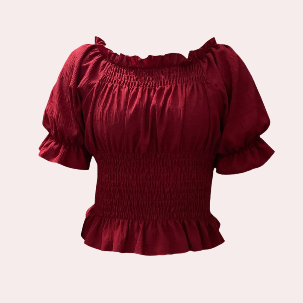 Evelien™ Dames Off-Shoulder Ruches Top