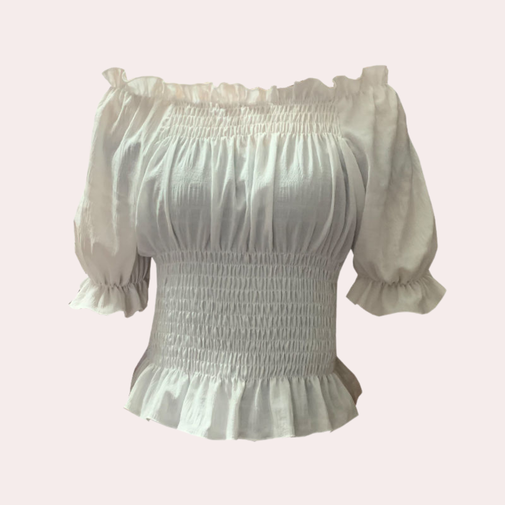 Evelien™ Dames Off-Shoulder Ruches Top