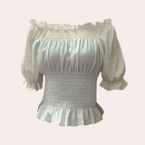 Evelien™ Dames Off-Shoulder Ruches Top