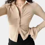 Amelia™ Getailleerde Damesribtop