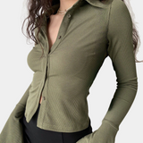 Amelia™ Getailleerde Damesribtop