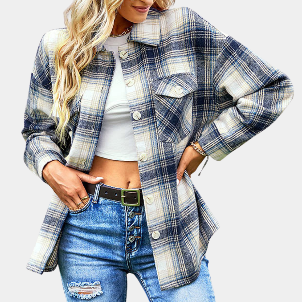 Eva™ Oversized Geruit Damesjack