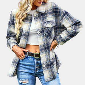 Eva™ Oversized Geruit Damesjack