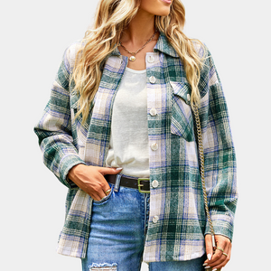 Eva™ Oversized Geruit Damesjack