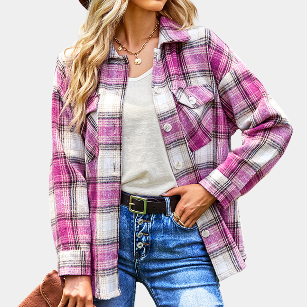 Eva™ Oversized Geruit Damesjack