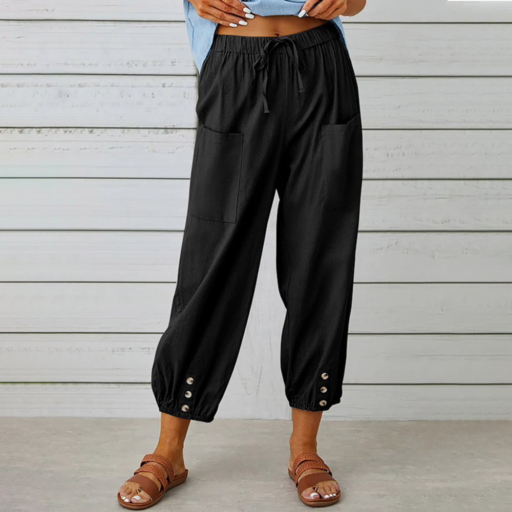 Penelope™ Dames Capri Linnenlook Broek