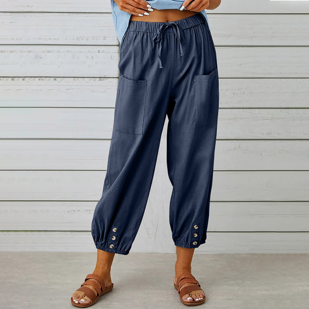 Penelope™ Dames Capri Linnenlook Broek