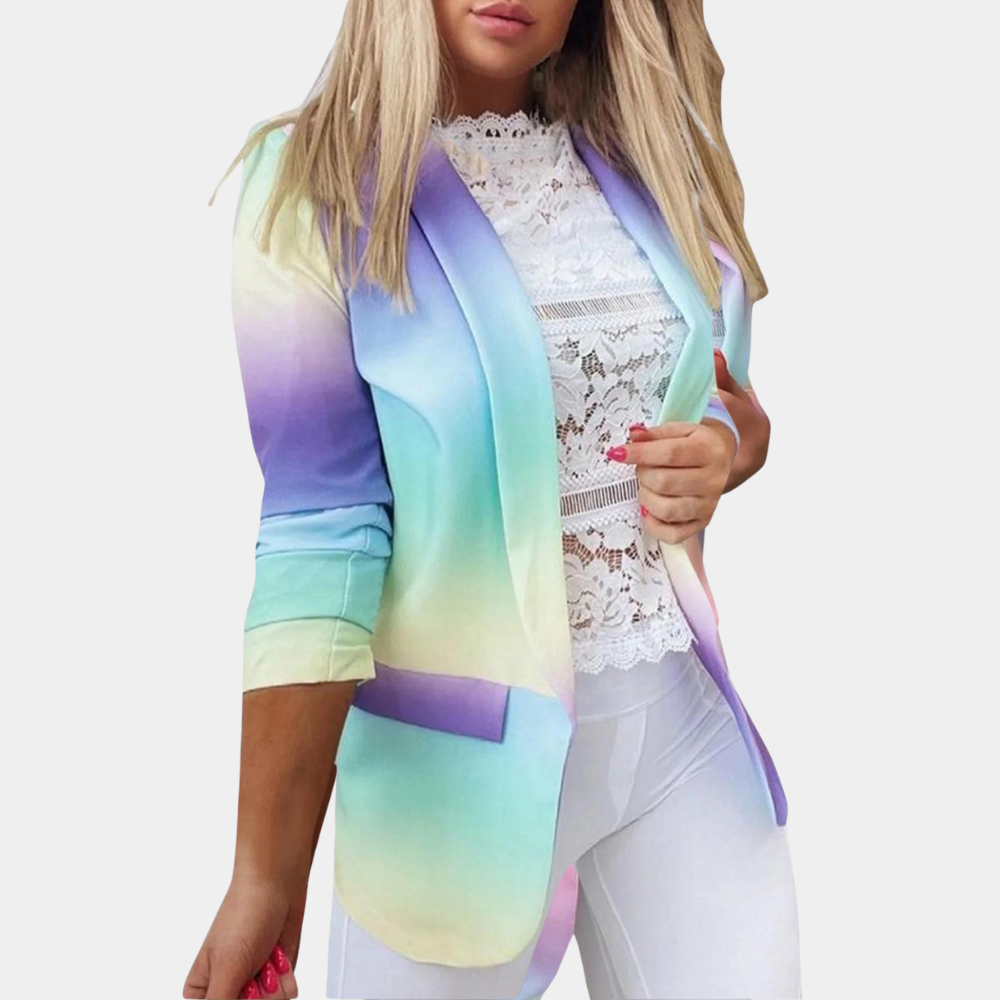 Mila™ Damesblazer met Kleurrijke Ombreprint