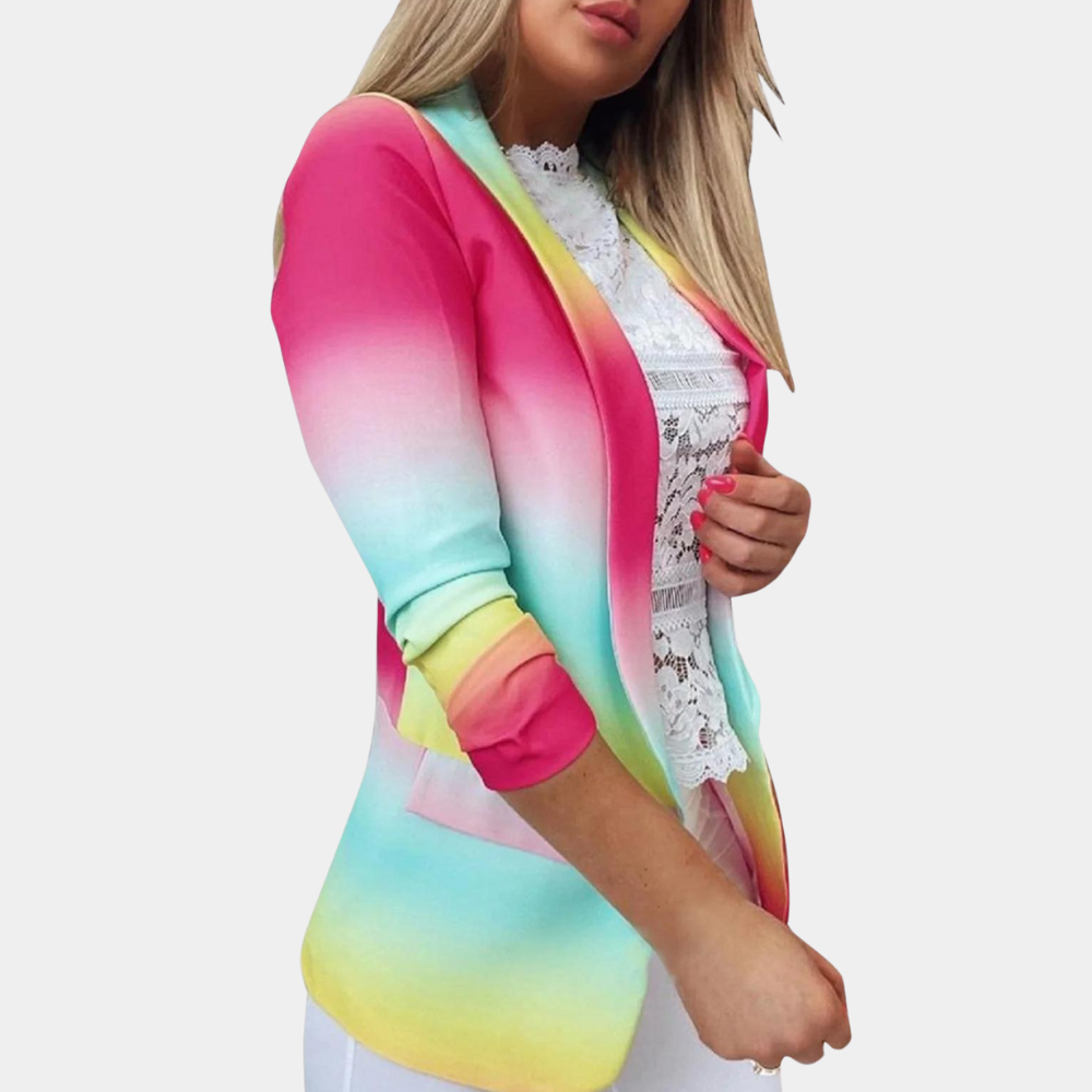 Mila™ Damesblazer met Kleurrijke Ombreprint