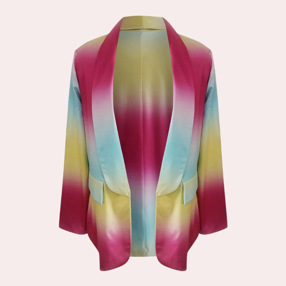 Mila™ Damesblazer met Kleurrijke Ombreprint