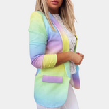 Mila™ Damesblazer met Kleurrijke Ombreprint