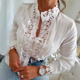 Genevieve™ Dames Blouse met Kant en Borduursel