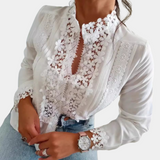 Genevieve™ Dames Blouse met Kant en Borduursel