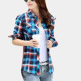 Julia™ Dames Geruite Overhemdblouse