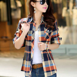 Julia™ Dames Geruite Overhemdblouse
