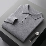 Cashmere/Merino Lange Mouwen Polo Shirt van Luxe Kwaliteit
