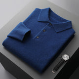 Cashmere/Merino Lange Mouwen Polo Shirt van Luxe Kwaliteit