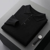 Cashmere/Merino Lange Mouwen Polo Shirt van Luxe Kwaliteit