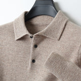 Cashmere/Merino Lange Mouwen Polo Shirt van Luxe Kwaliteit