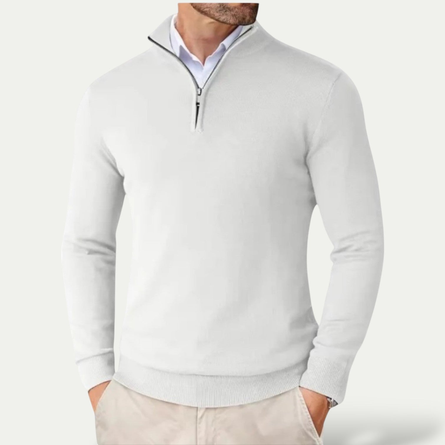 Heren Pullover met Rits en Lange Mouwen voor Casual Stijl