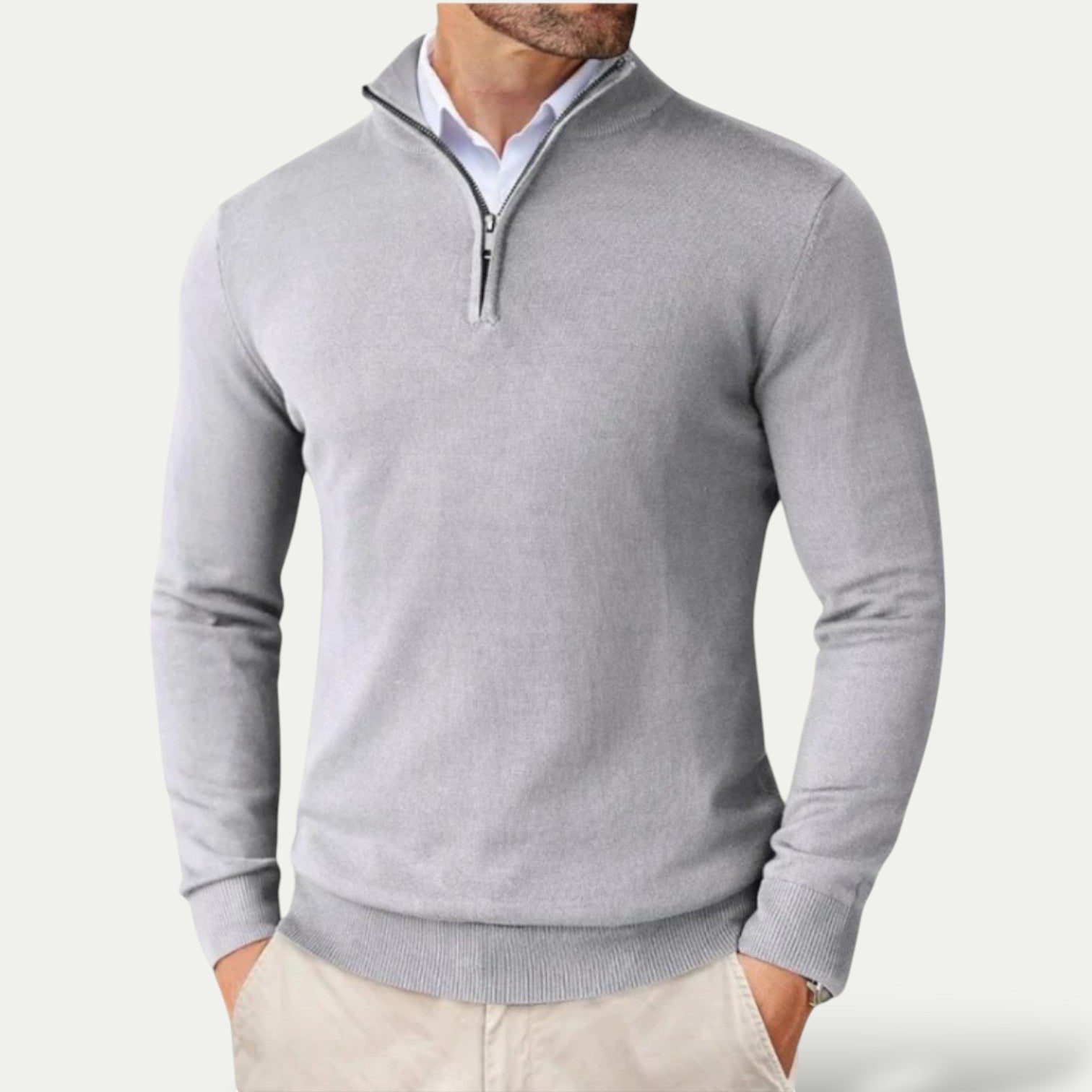 Heren Pullover met Rits en Lange Mouwen voor Casual Stijl