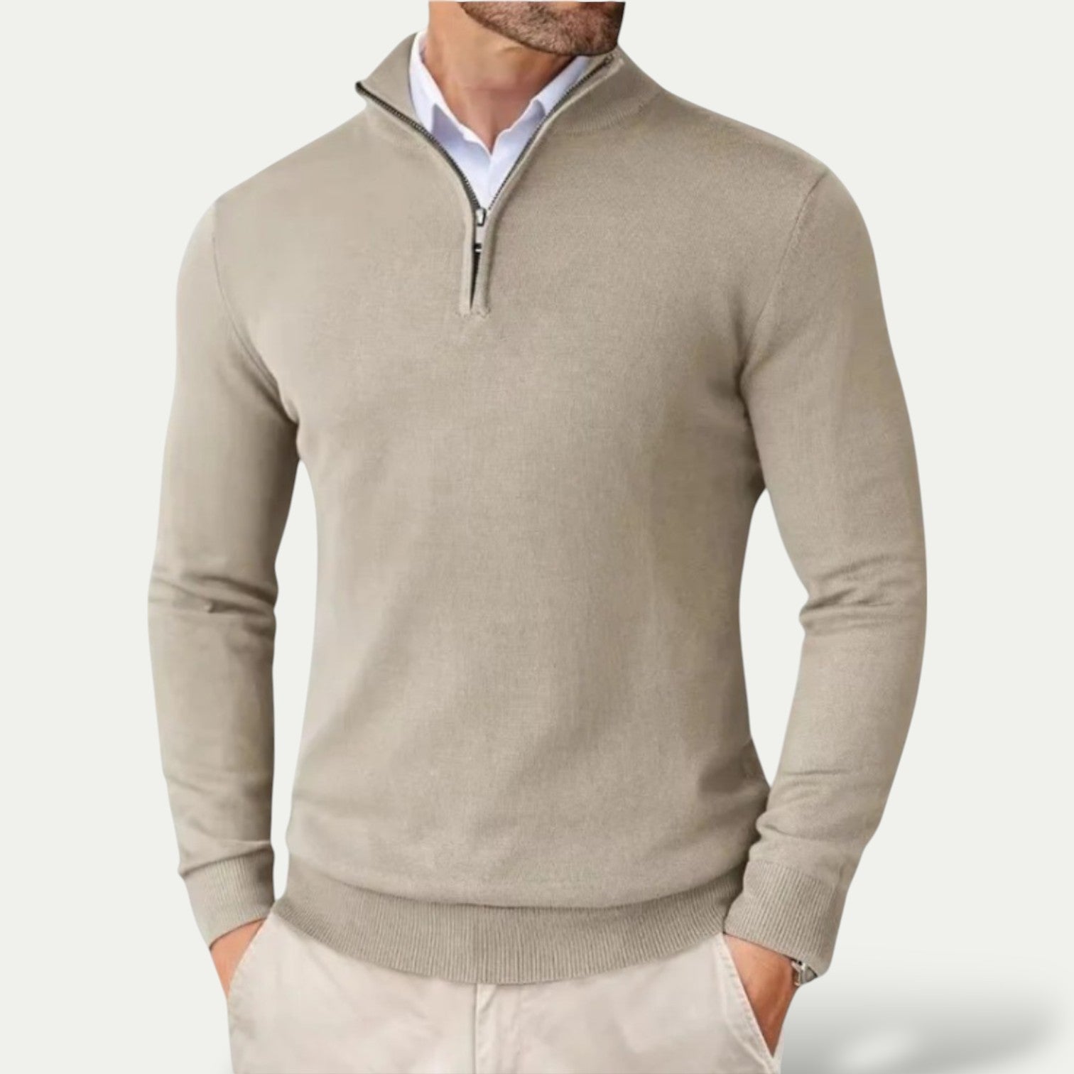 Heren Pullover met Rits en Lange Mouwen voor Casual Stijl