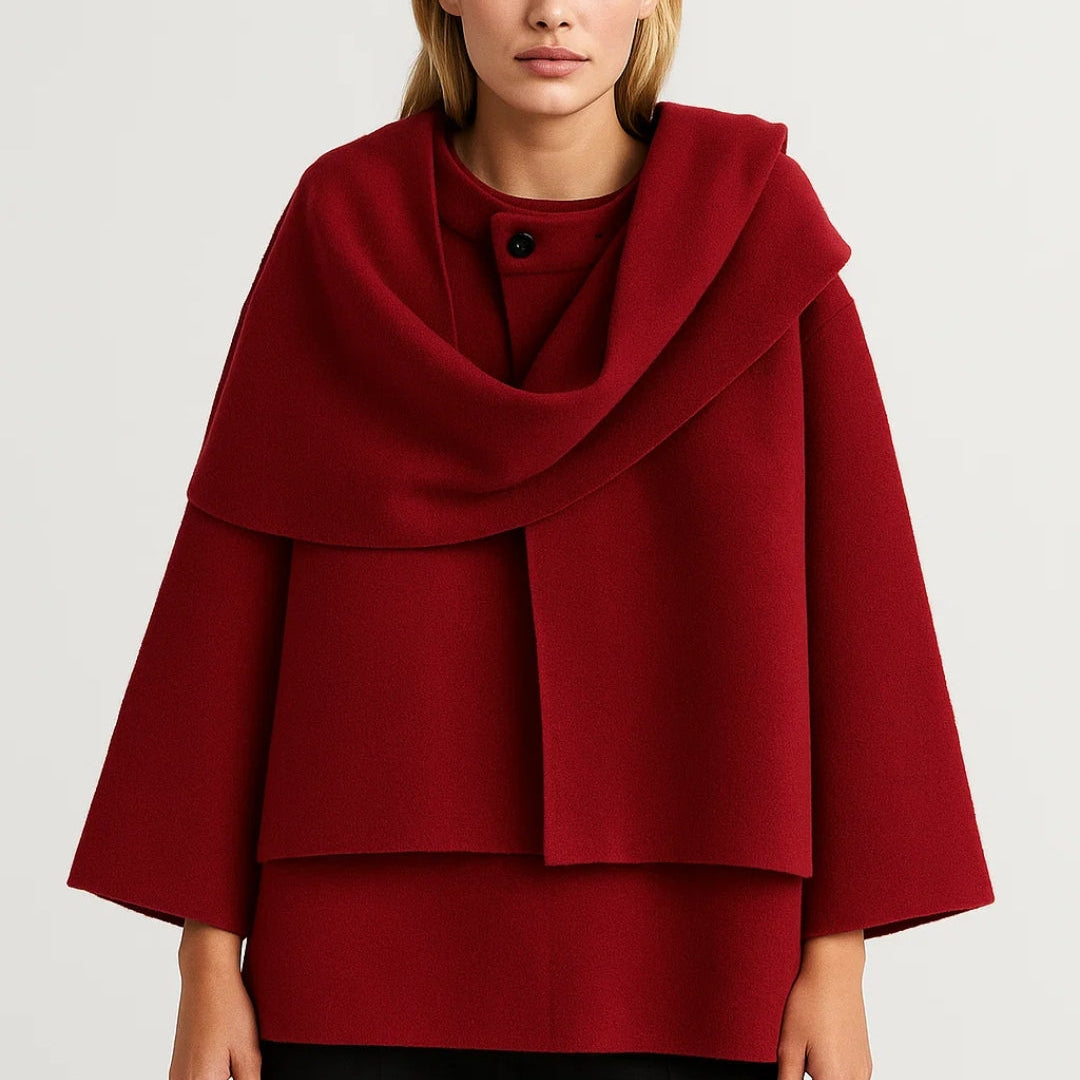 Oversized Poncho Trui met Hoge Kraag