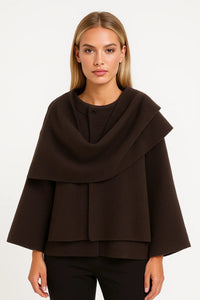 Oversized Poncho Trui met Hoge Kraag