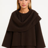 Oversized Poncho Jas met Zachte Col en Moderne Look