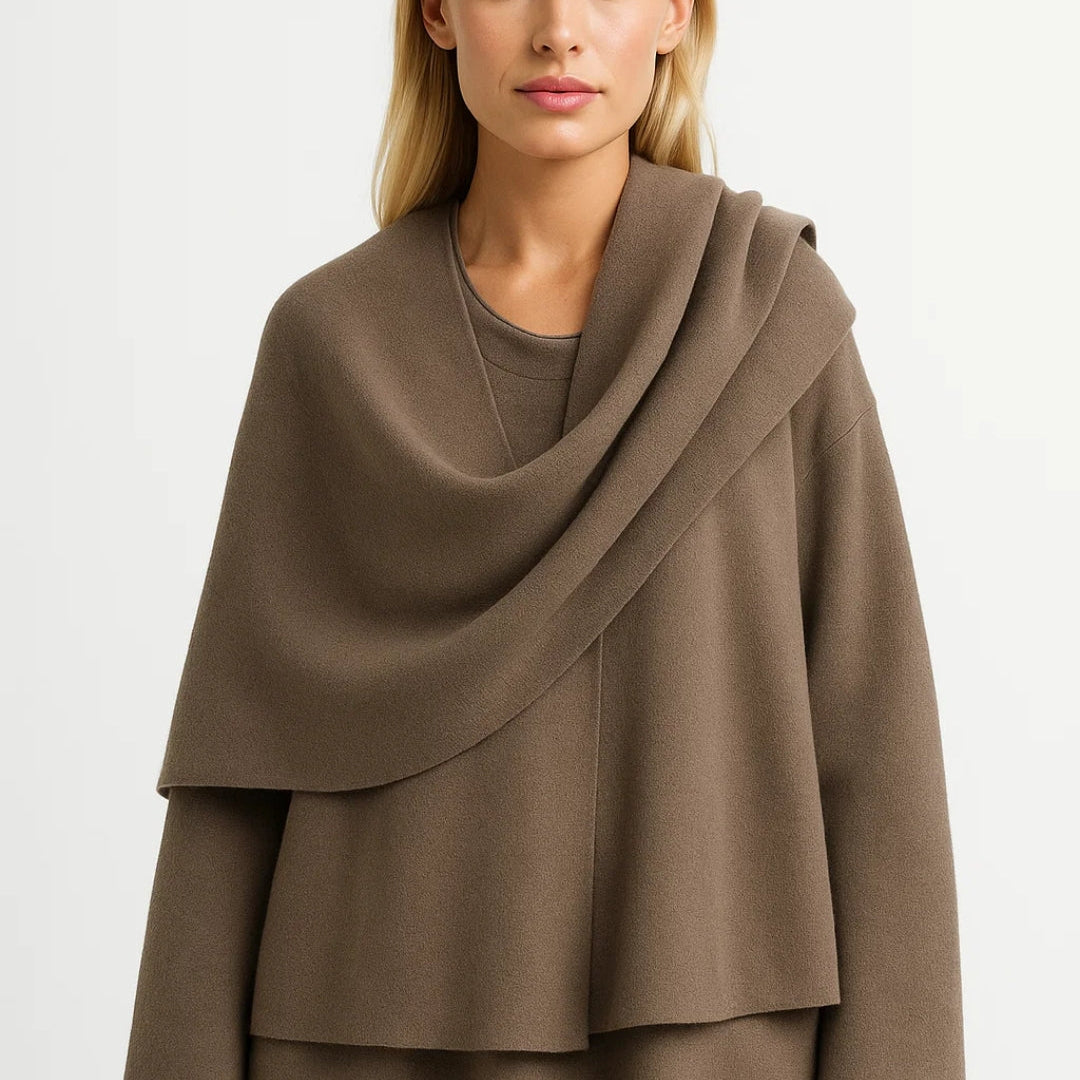 Oversized Poncho Trui met Hoge Kraag