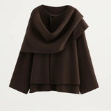 Oversized Poncho Trui met Hoge Kraag