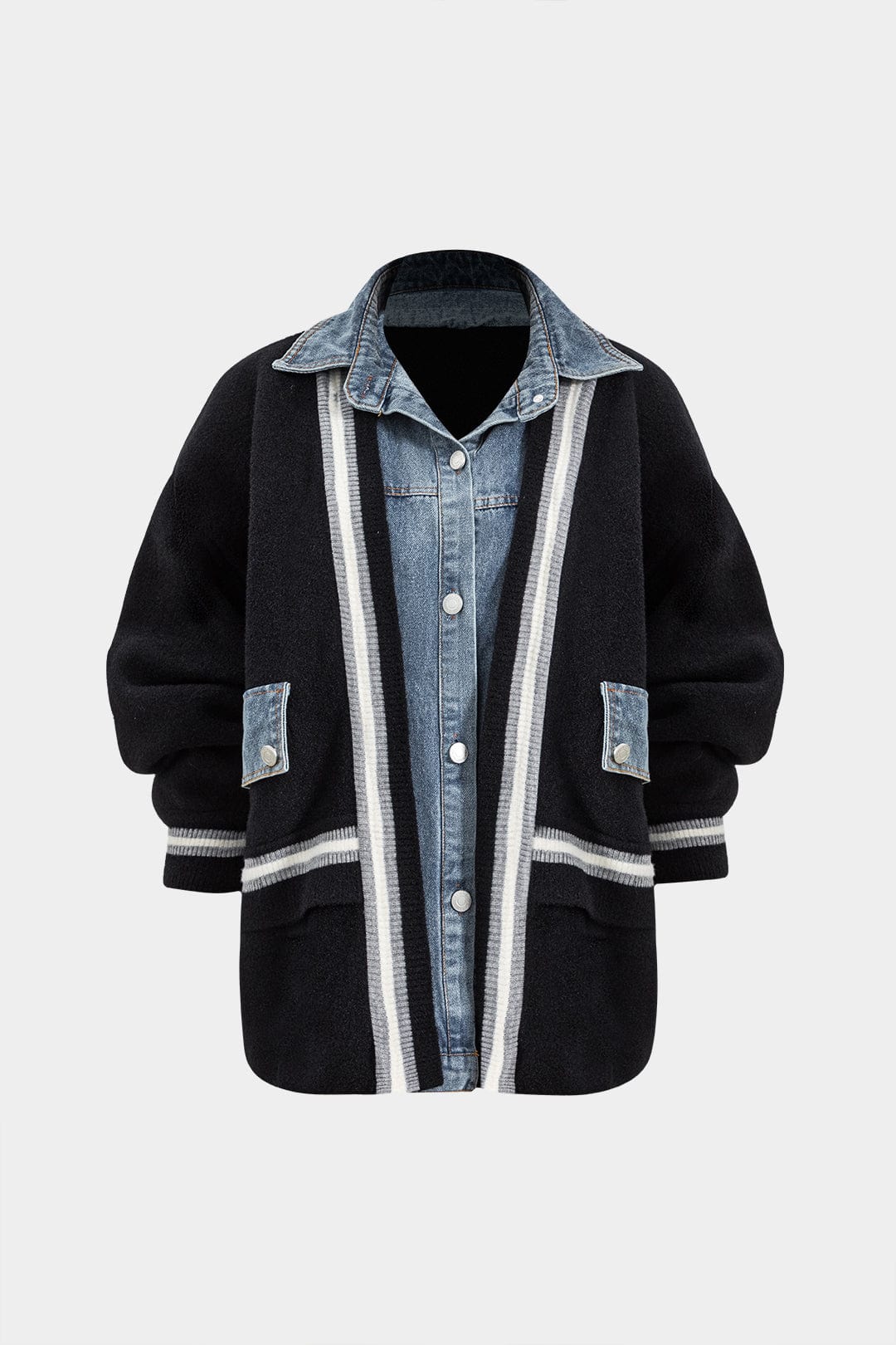 Nova | Denim Overhemd en Brei Cardigan in Eén – Veelzijdigheid ontmoet Stijl