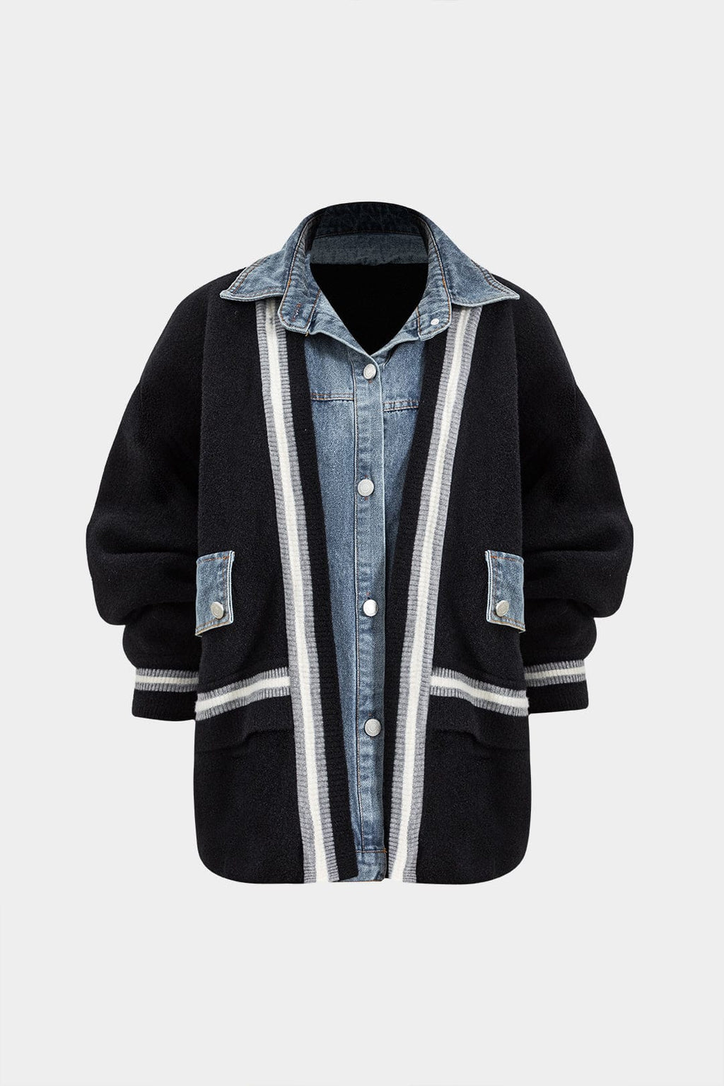Nova | Denim Overhemd en Brei Cardigan in Eén – Veelzijdigheid ontmoet Stijl