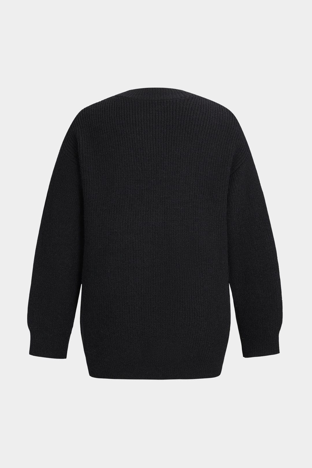 Ella | Zwarte gebreide cardigan met denim patches – De perfecte mix van comfort en stijl