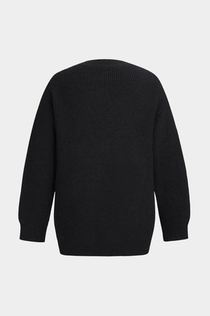 Ella | Zwarte gebreide cardigan met denim patches – De perfecte mix van comfort en stijl