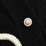 Ella | Zwarte gebreide cardigan met denim patches – De perfecte mix van comfort en stijl