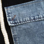 Ella | Zwarte gebreide cardigan met denim patches – De perfecte mix van comfort en stijl